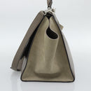 CELINE Trapeze Hand Bag Leather 2way Gray Silver Auth 192250V-4