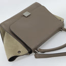 CELINE Trapeze Hand Bag Leather 2way Gray Silver Auth 192250V-6