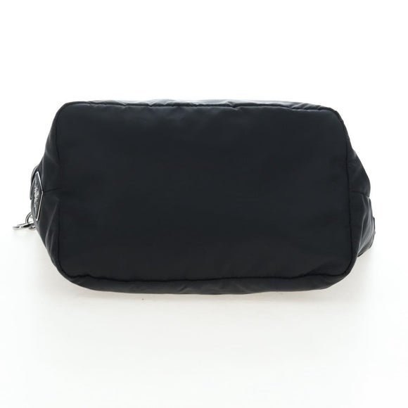 PRADA Reversible Hand Bag Nylon 2way Black Silver Auth 192253V