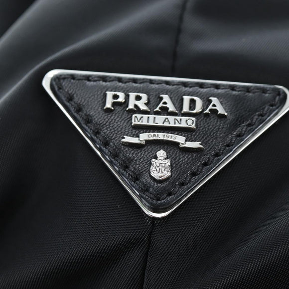 PRADA Reversible Hand Bag Nylon 2way Black Silver Auth 192253V