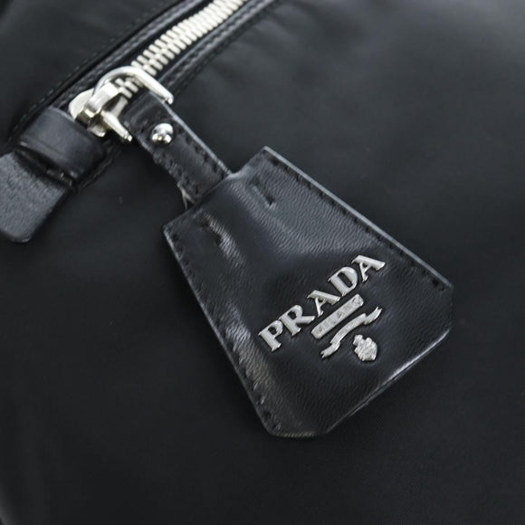 PRADA Reversible Hand Bag Nylon 2way Black Silver Auth 192253V