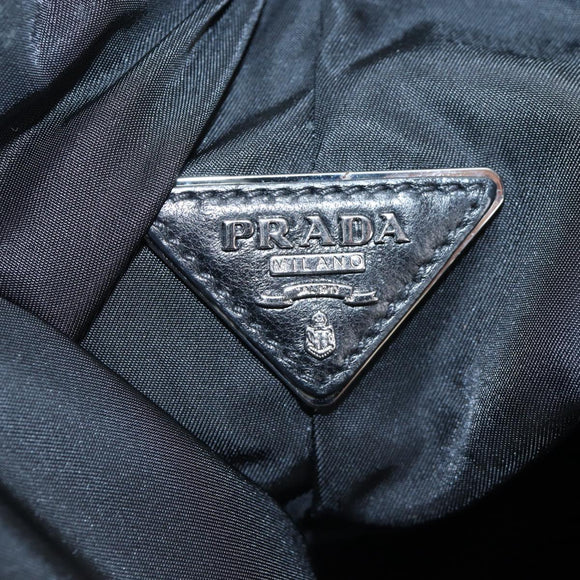 PRADA Reversible Hand Bag Nylon 2way Black Silver Auth 192253V