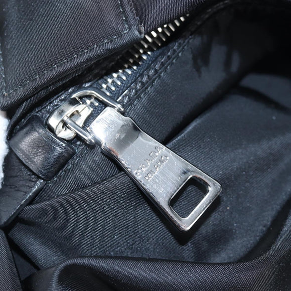 PRADA Reversible Hand Bag Nylon 2way Black Silver Auth 192253V