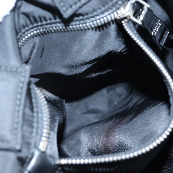 PRADA Reversible Hand Bag Nylon 2way Black Silver Auth 192253V
