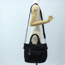 PRADA Reversible Hand Bag Nylon 2way Black Silver Auth 192253V-29