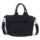 PRADA Reversible Hand Bag Nylon 2way Black Silver Auth 192253V-2