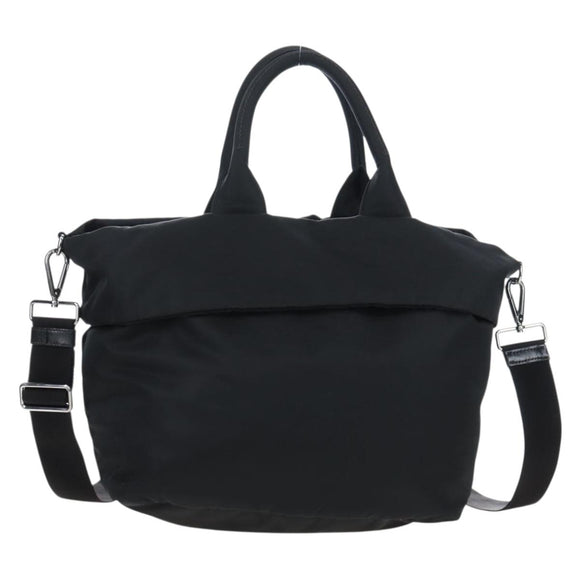 PRADA Reversible Hand Bag Nylon 2way Black Silver Auth 192253V