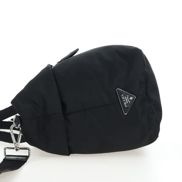 PRADA Reversible Hand Bag Nylon 2way Black Silver Auth 192253V