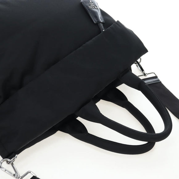PRADA Reversible Hand Bag Nylon 2way Black Silver Auth 192253V