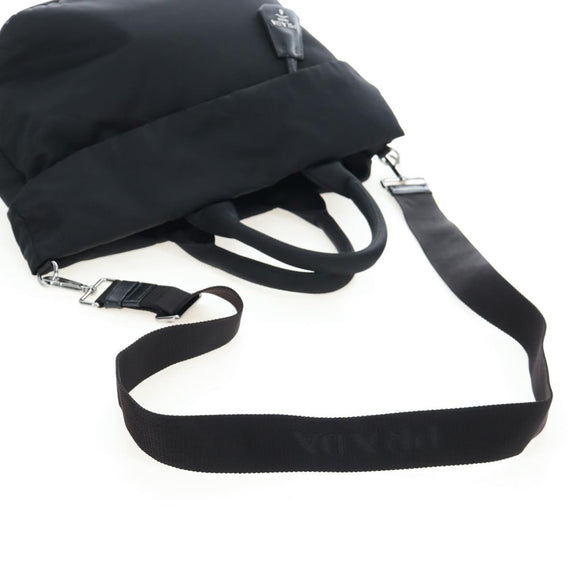 PRADA Reversible Hand Bag Nylon 2way Black Silver Auth 192253V