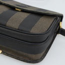 FENDI Pecan Canvas Shoulder Bag PVC Black Brown Auth 192256-9