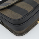 FENDI Pecan Canvas Shoulder Bag PVC Black Brown Auth 192256-14