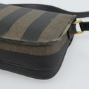 FENDI Pecan Canvas Shoulder Bag PVC Black Brown Auth 192256-15