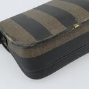 FENDI Pecan Canvas Shoulder Bag PVC Black Brown Auth 192256-16