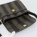 FENDI Pecan Canvas Shoulder Bag PVC Black Brown Auth 192256-10