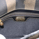 FENDI Pecan Canvas Shoulder Bag PVC Black Brown Auth 192256-17