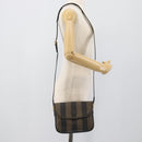 FENDI Pecan Canvas Shoulder Bag PVC Black Brown Auth 192256-23