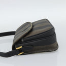 FENDI Pecan Canvas Shoulder Bag PVC Black Brown Auth 192256-3