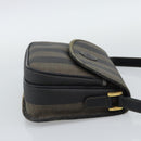 FENDI Pecan Canvas Shoulder Bag PVC Black Brown Auth 192256-4
