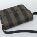 FENDI Pecan Canvas Shoulder Bag PVC Black Brown Auth 192256-6