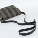 FENDI Pecan Canvas Shoulder Bag PVC Black Brown Auth 192256-7