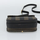 FENDI Pecan Canvas Shoulder Bag PVC Black Brown Auth 192256-5