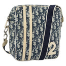 Christian Dior Trotter Canvas Shoulder Bag PVC Navy Silver Auth 192257-1