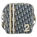 Christian Dior Trotter Canvas Shoulder Bag PVC Navy Silver Auth 192257-2