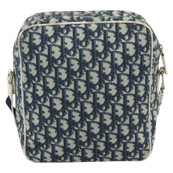 Christian Dior Trotter Canvas Shoulder Bag PVC Navy Silver Auth 192257