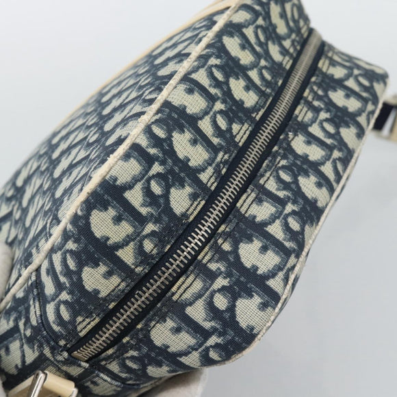 Christian Dior Trotter Canvas Shoulder Bag PVC Navy Silver Auth 192257