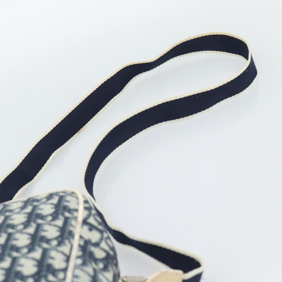 Christian Dior Trotter Canvas Shoulder Bag PVC Navy Silver Auth 192257