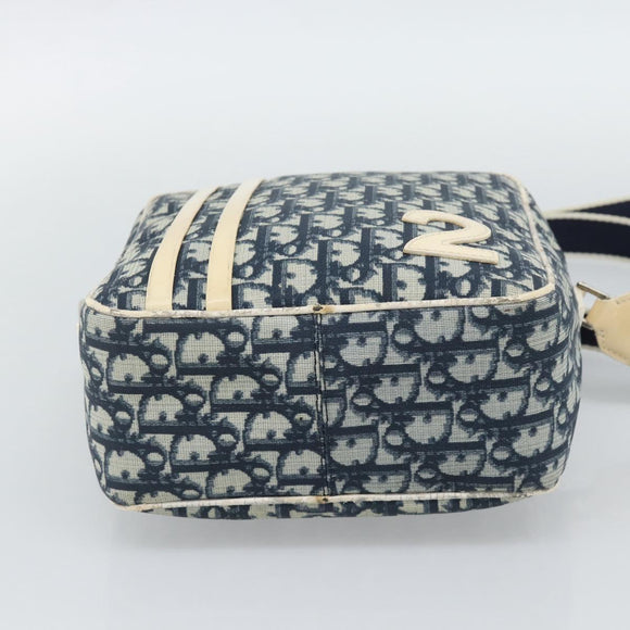 Christian Dior Trotter Canvas Shoulder Bag PVC Navy Silver Auth 192257