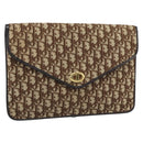 Christian Dior Trotter Canvas Clutch Bag Beige Gold Auth 192259-1