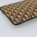 Christian Dior Trotter Canvas Clutch Bag Beige Gold Auth 192259-11