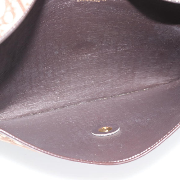 Christian Dior Trotter Canvas Clutch Bag Beige Gold Auth 192259