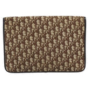Christian Dior Trotter Canvas Clutch Bag Beige Gold Auth 192259-3