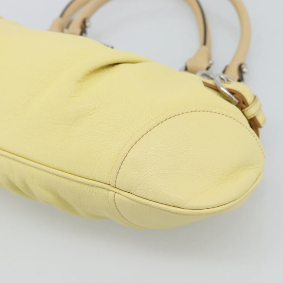 Salvatore Ferragamo Gancini Marissa Hand Bag Leather Yellow Silver Auth 192260