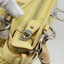 Salvatore Ferragamo Gancini Marissa Hand Bag Leather Yellow Silver Auth 192260-10
