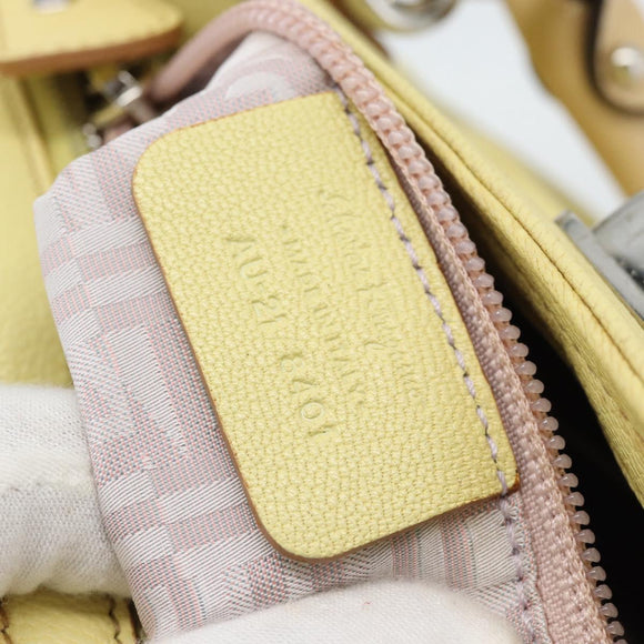 Salvatore Ferragamo Gancini Marissa Hand Bag Leather Yellow Silver Auth 192260