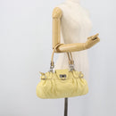Salvatore Ferragamo Gancini Marissa Hand Bag Leather Yellow Silver Auth 192260-23