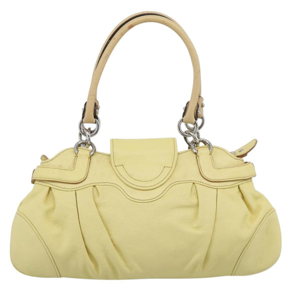 Salvatore Ferragamo Gancini Marissa Hand Bag Leather Yellow Silver Auth 192260