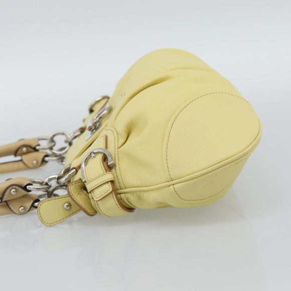 Salvatore Ferragamo Gancini Marissa Hand Bag Leather Yellow Silver Auth 192260
