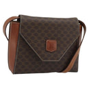 CELINE Macadam Canvas Shoulder Bag PVC Leather Brown Gold Auth 192261-1