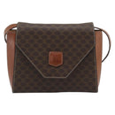 CELINE Macadam Canvas Shoulder Bag PVC Leather Brown Gold Auth 192261-2