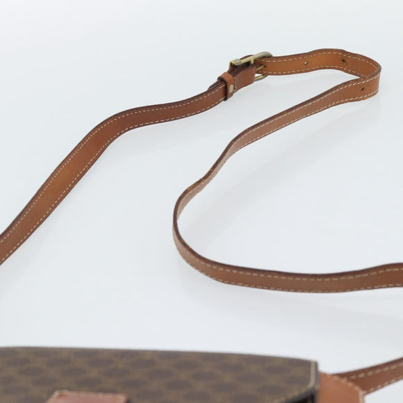 CELINE Macadam Canvas Shoulder Bag PVC Leather Brown Gold Auth 192261