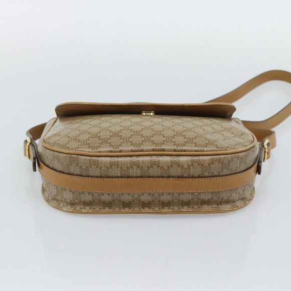 CELINE Macadam Canvas Shoulder Bag PVC Beige Gold Auth 192266