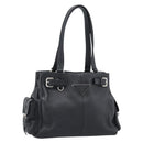 PRADA Tote Bag Vittero Dino Leather Black Silver Auth 192267SAM-1