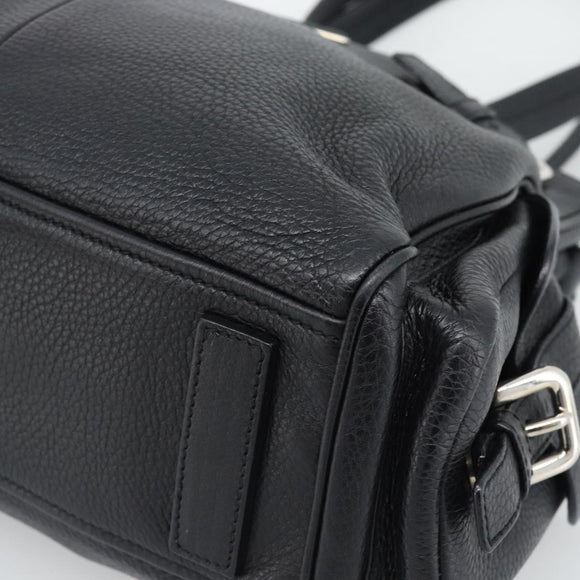 PRADA Tote Bag Vittero Dino Leather Black Silver Auth 192267SAM