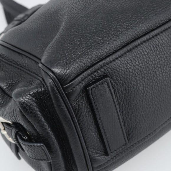 PRADA Tote Bag Vittero Dino Leather Black Silver Auth 192267SAM