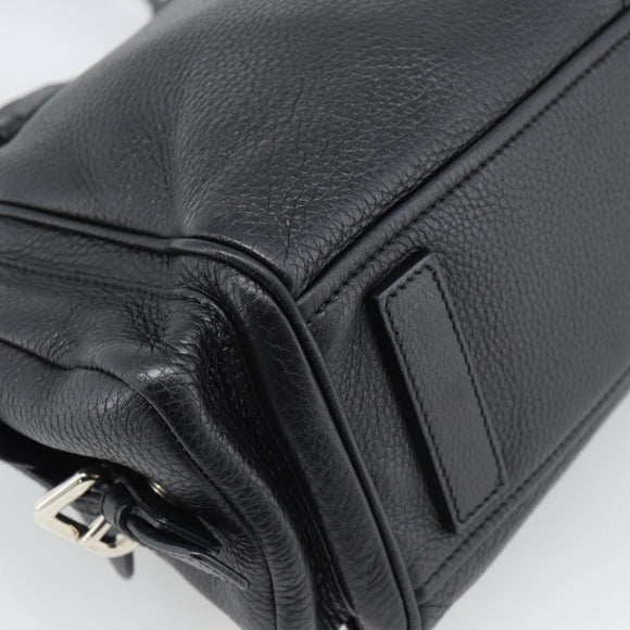 PRADA Tote Bag Vittero Dino Leather Black Silver Auth 192267SAM